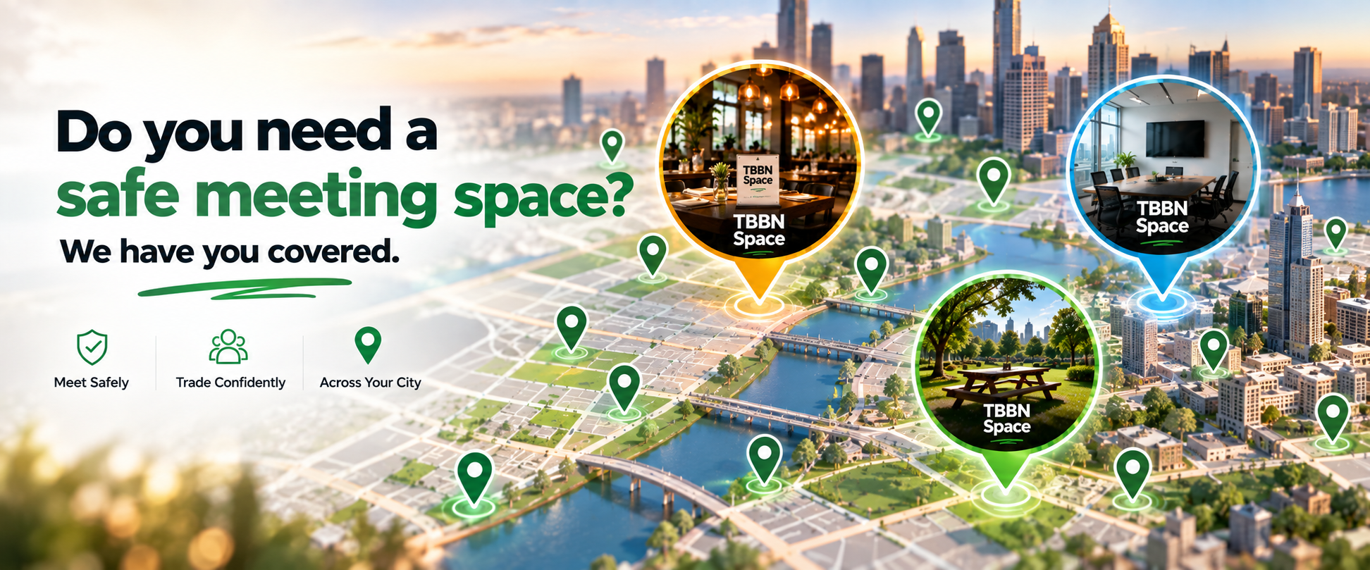 A city map of TBBN Space locations — a safe place to meet